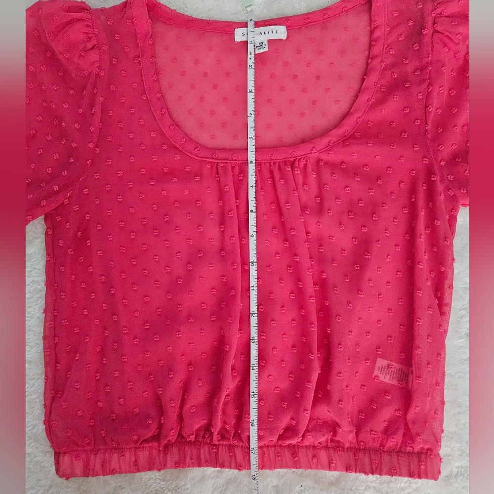 NEW Socialite Pink Sheer Blouse Size XS Feminine Romantic Cocquette Girl Summer - Picture 11 of 12